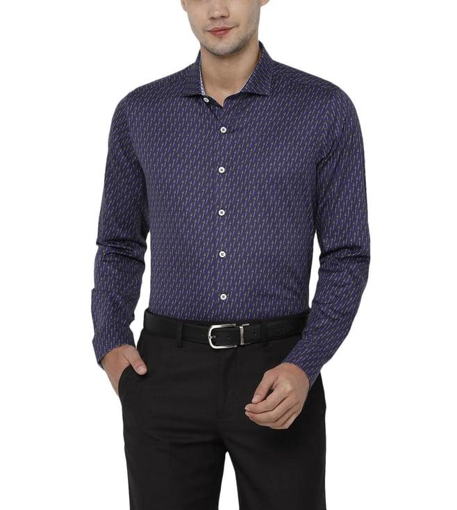 simon carter london purple slim fit printed shirt