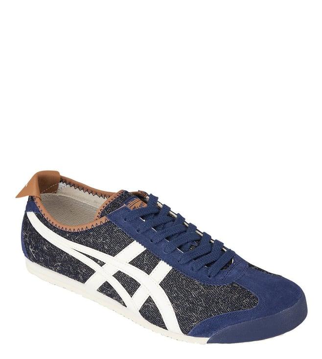 onitsuka tiger unisex mexico 66 indigo denim & cream sneakers