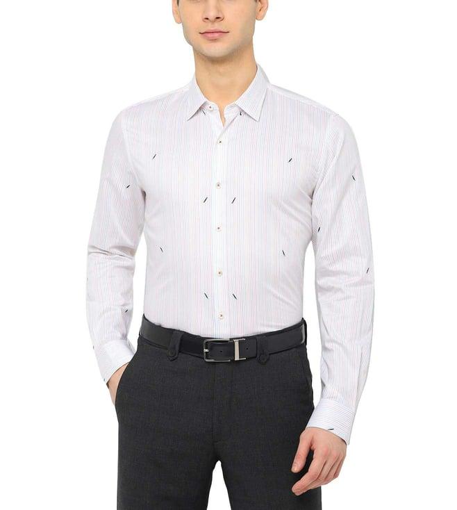 simon carter london white regular fit striped shirt