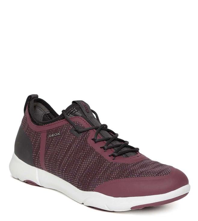 geox men's mesh burgundy sneakers