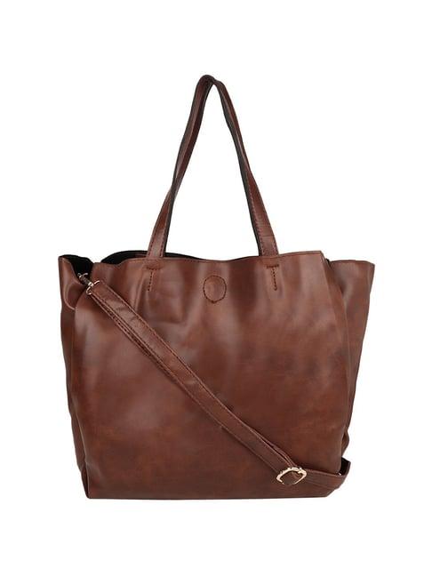 yelloe brown solid large shoulder handbag