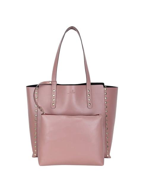 yelloe peach embellished large tote handbag with pouch