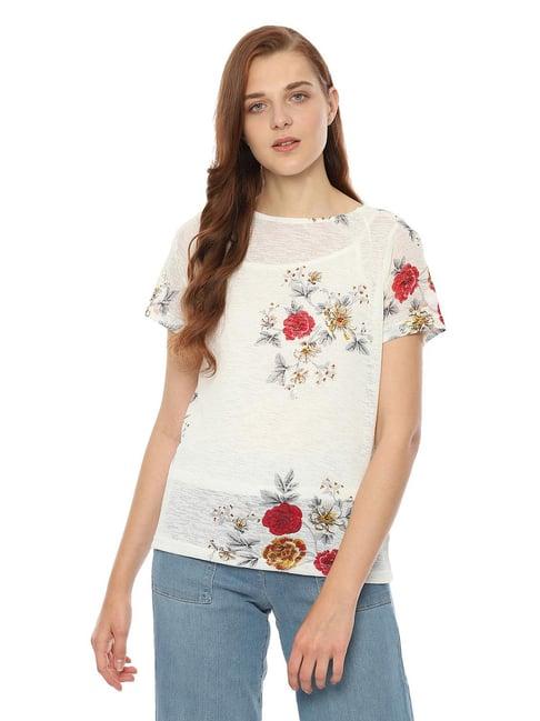 solly by allen solly white floral print top