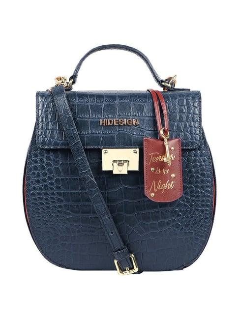 hidesign fling 02 navy textured medium sling handbag