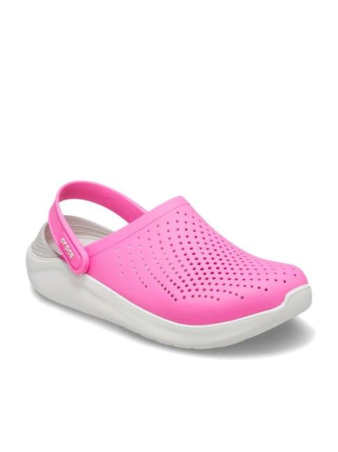 crocs unisex literide electric pink back strap clogs