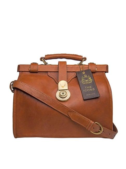 hidesign grazia tan solid leather doctors handbag