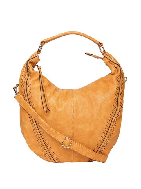 red pout ochre yellow textured medium hobo shoulder handbag