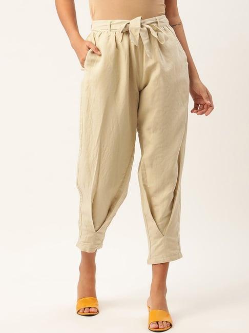 rooted cream regular fit trousers