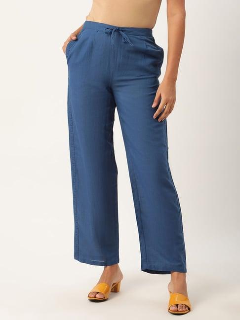 rooted blue straight fit trousers