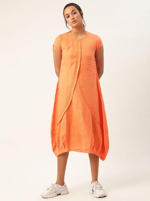 rooted orange linen dress