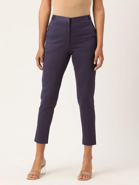 rooted blue mid rise trousers