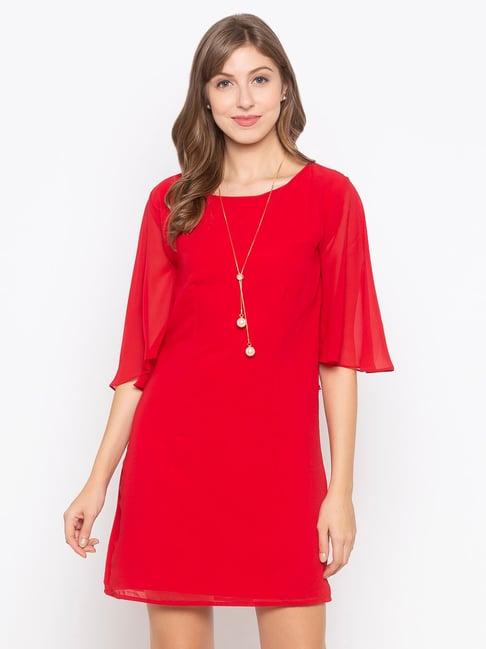 iti red above knee dress