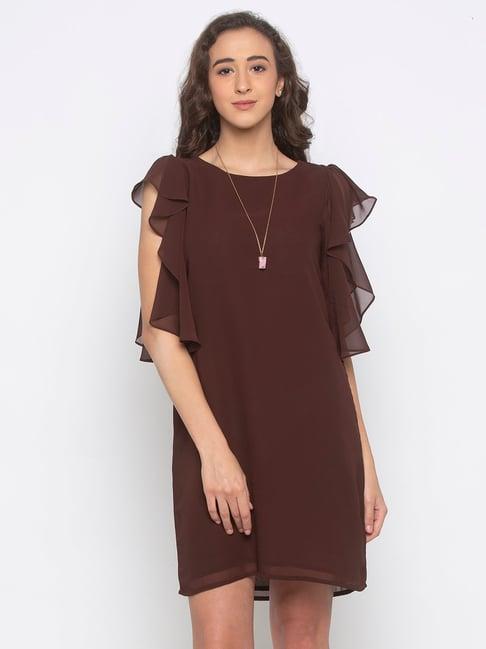 iti brown above knee dress