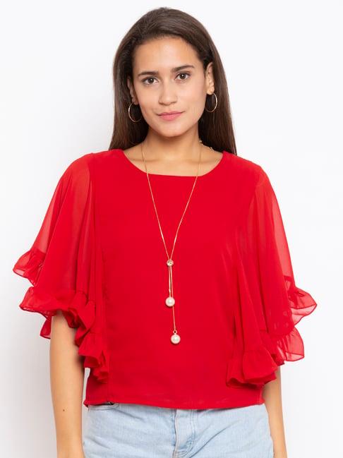 iti red regular fit cape top