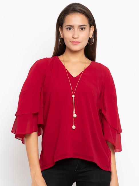 iti maroon regular fit top