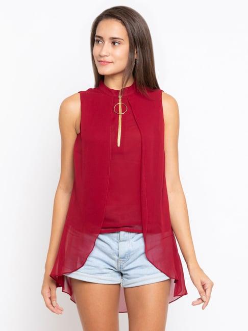 iti maroon regular fit top