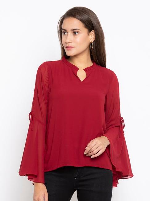 iti maroon regular fit top