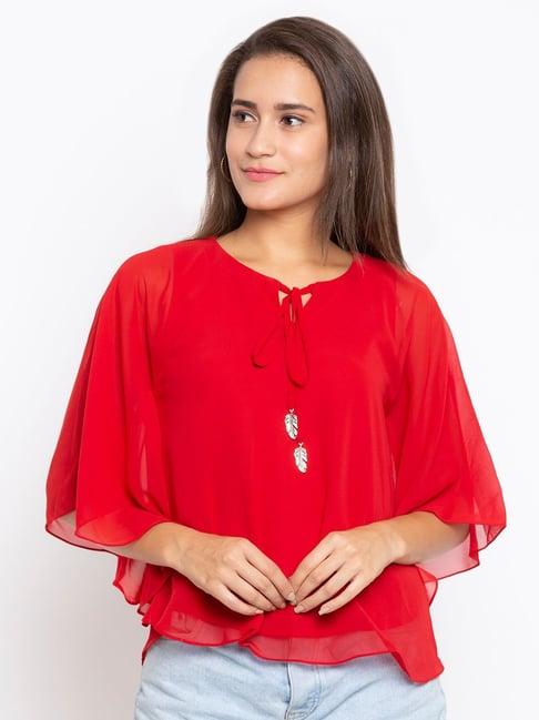 iti red regular fit cape top