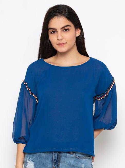 iti electric blue embellished top