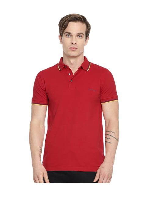 fruit of the loom red regular fit polo t-shirt