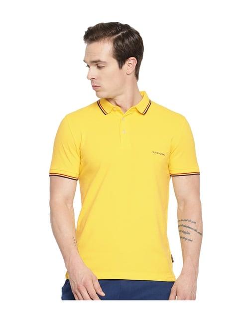 fruit of the loom yellow regular fit polo t-shirt