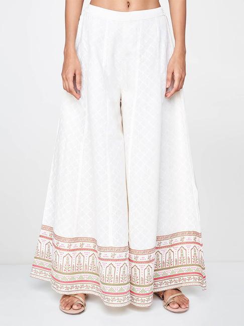 global desi off white printed palazzos