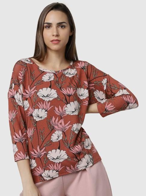 vero moda maroon floral print top