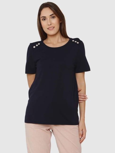 vero moda navy solid top