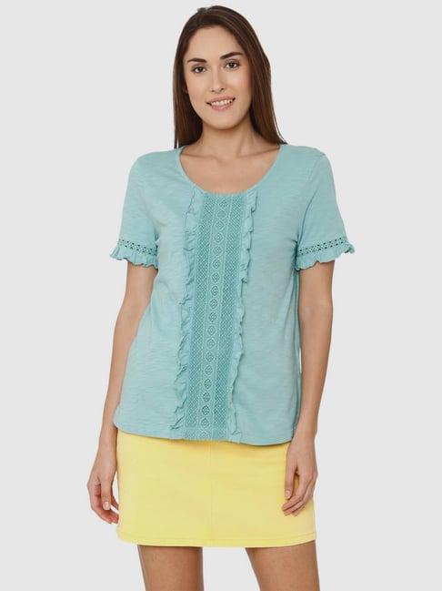 vero moda green cotton lace top