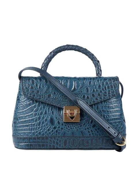 hidesign blue textured medium handbag