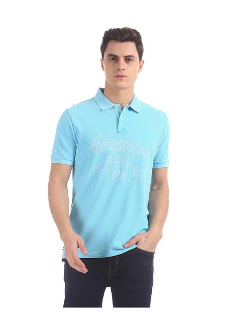 aeropostale mirror blue printed polo t-shirt