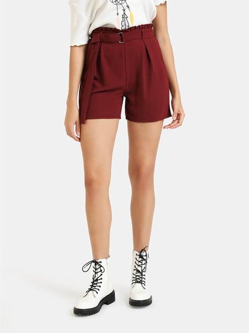 kazo maroon regular fit shorts