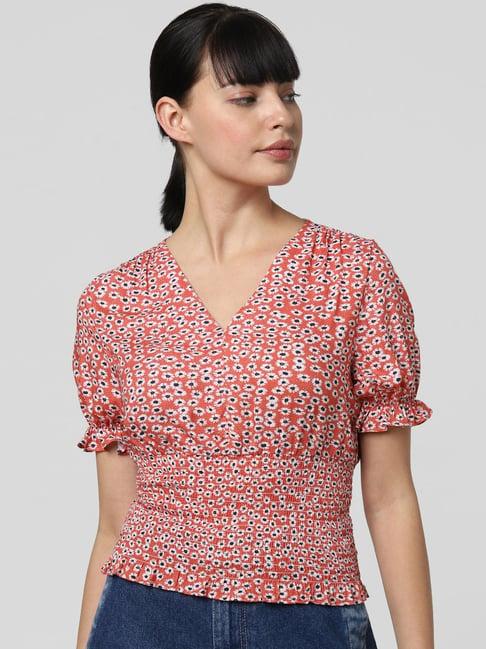 vero moda red floral print top