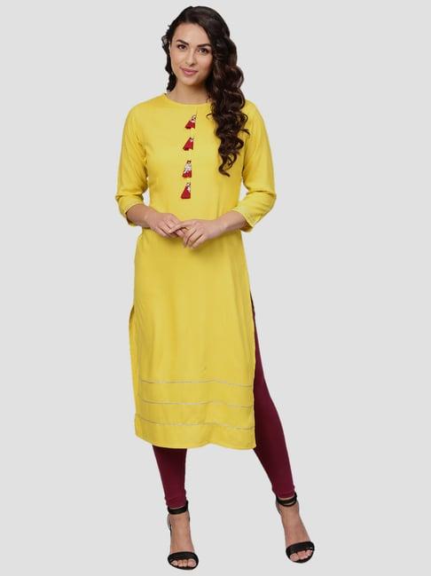 ahalyaa yellow straight kurta