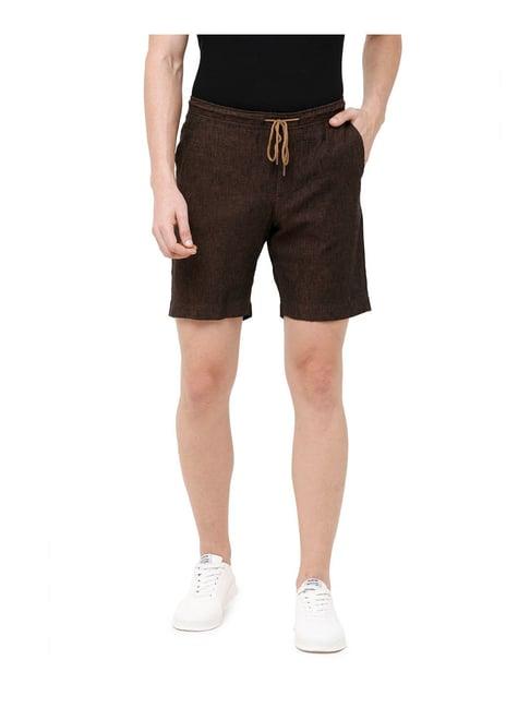 cavallo by linen club brown textured shorts