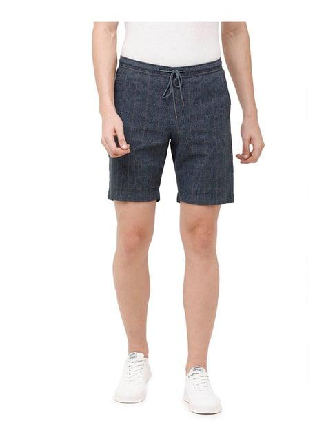 cavallo by linen club dark grey checks shorts