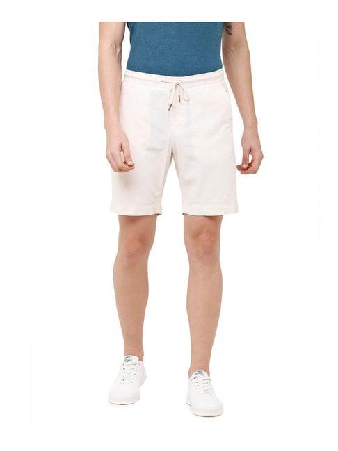 cavallo by linen club off white slim fit shorts