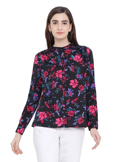 oxolloxo black floral print tropical encore chic shirt