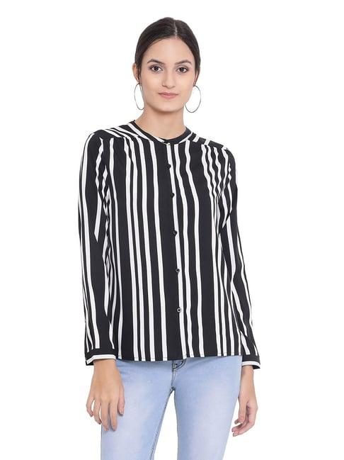 oxolloxo black & white striped league chic shirt