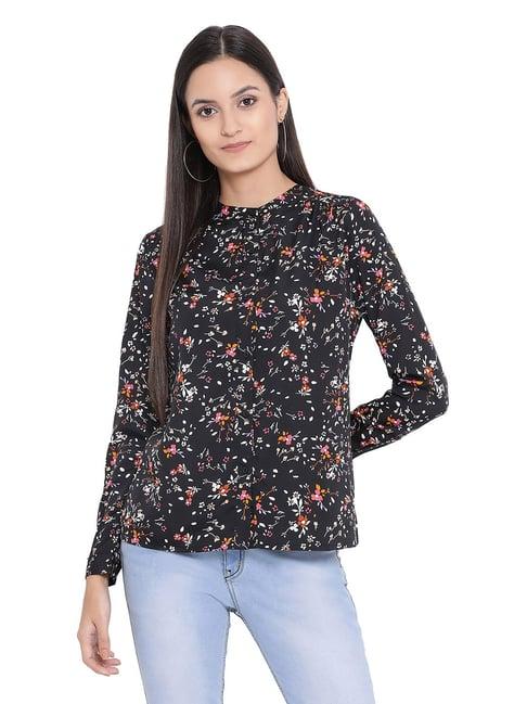 oxolloxo black floral print carl chic shirt