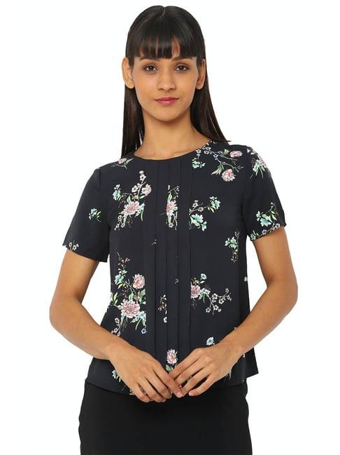 allen solly black printed top