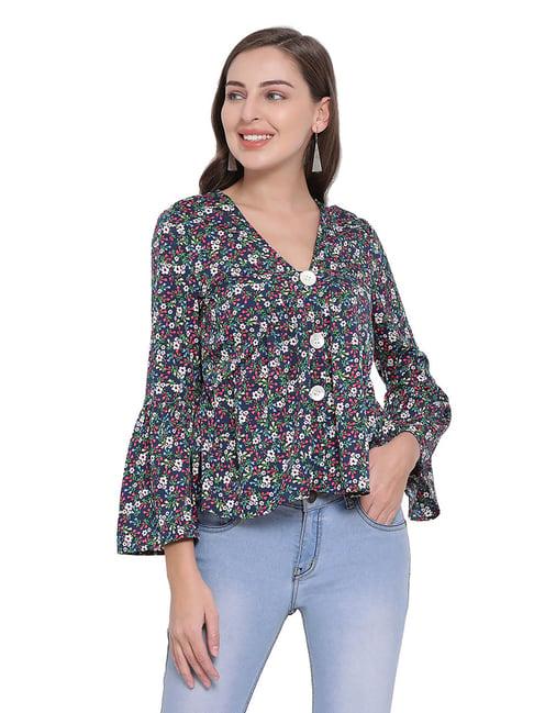 oxolloxo navy floral print stephany betty top