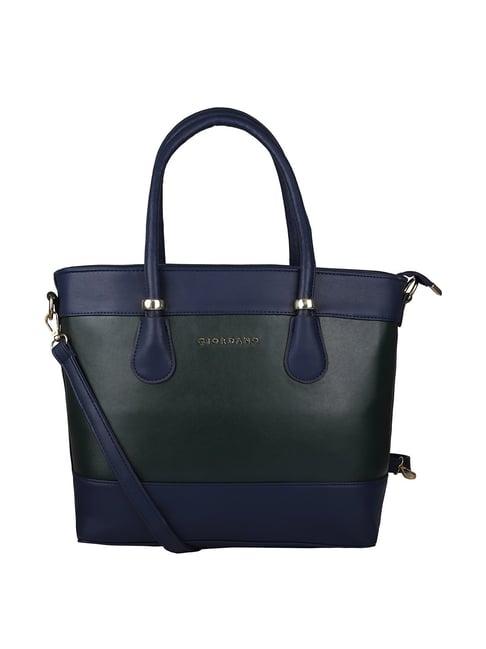 giordano blue & black textured medium tote handbag