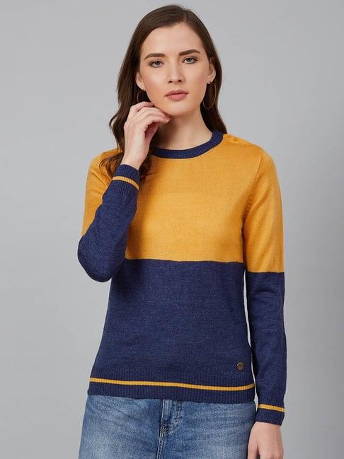 cayman yellow & denim colour block sweater