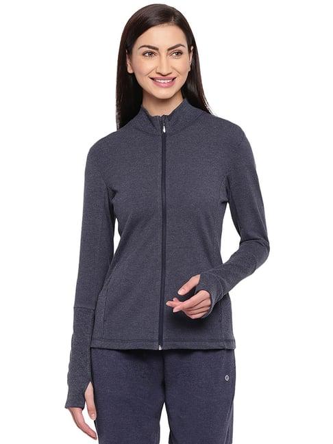 enamor navy melange textured jacket