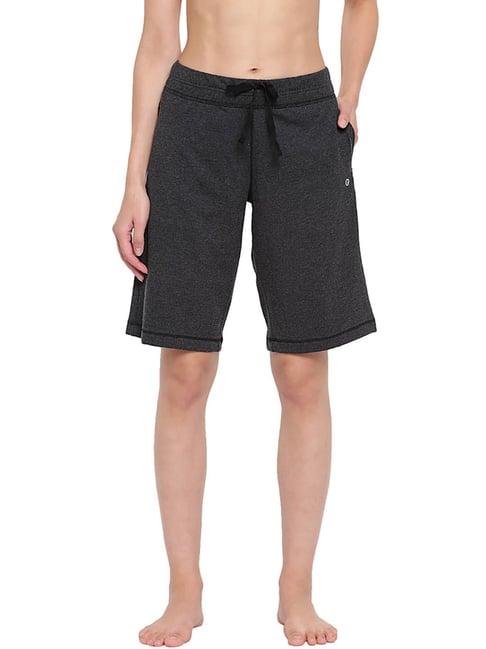 enamor charcoal melange textured shorts