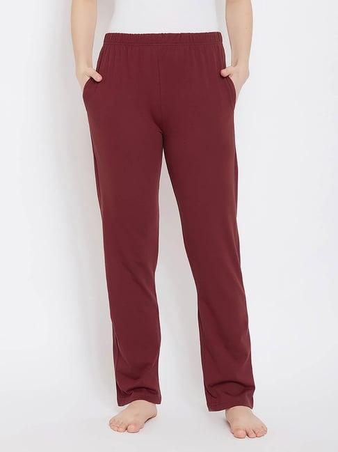 clovia maroon cotton pyjamas