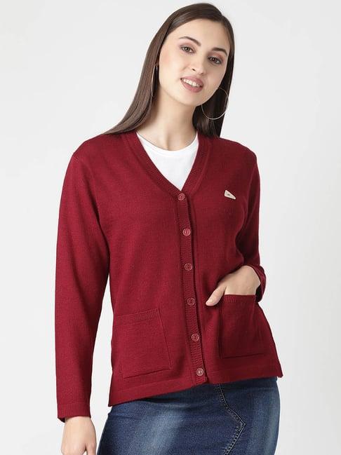 monte carlo red full sleeves cardigan