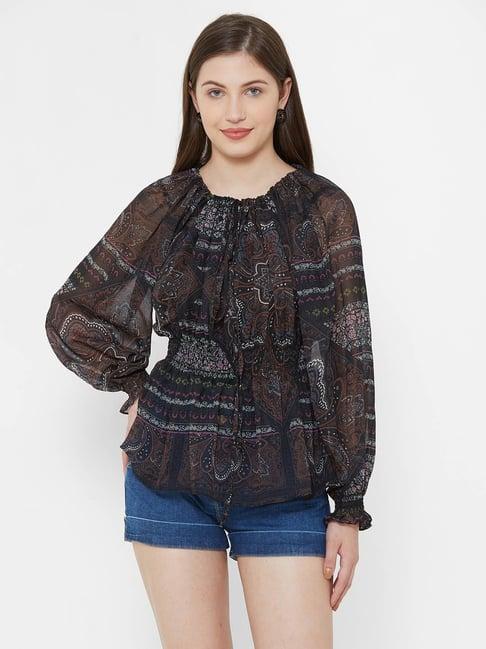 bebe black printed top