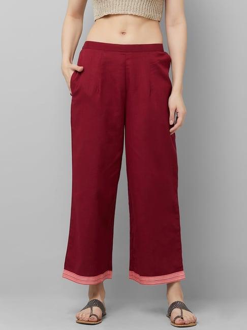 indo era maroon cotton palazzos